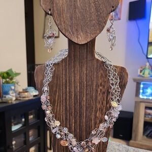 Handcrafted Silver and Pink Jewelry Set